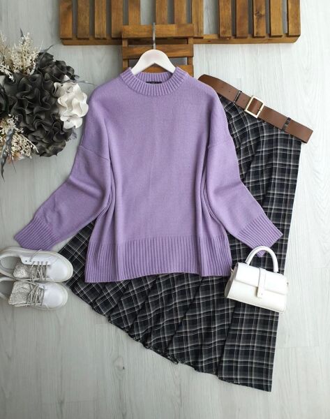 HUFSE OVERSİZE KAZAK 8170-32-LİLA - 1