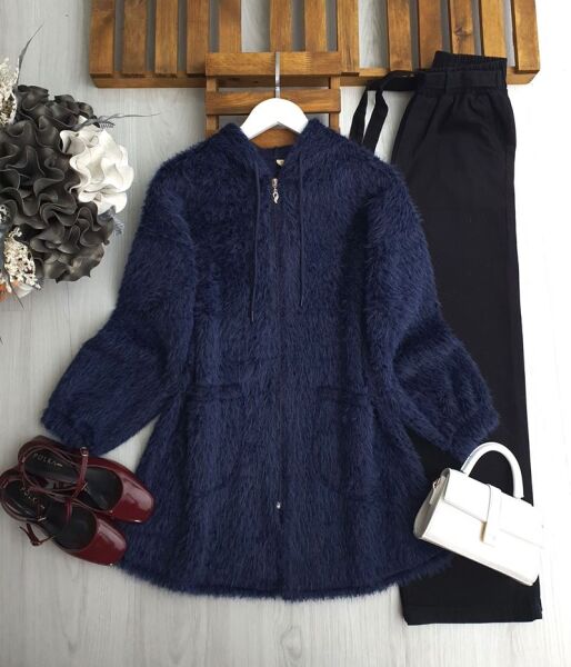 HULC ÖNÜ FERMUARLI KAPŞONLU SAKALLI KAŞE KAP B10-1-3202-12-LACİVERT - 1