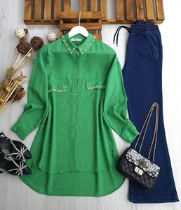 İPES İNCİLİ CEP KAPAKLI GÖMLEK TUNİK B8-5-23160-54-BENETTON - 