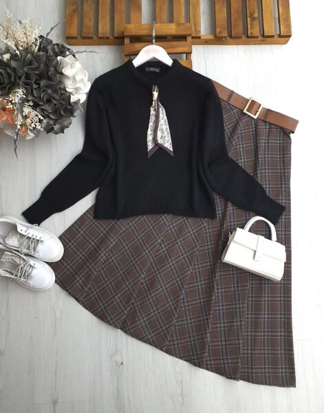 KAFYO FULARLI YUMOŞ KAZAK A8-4-8169-01-SİYAH - 1