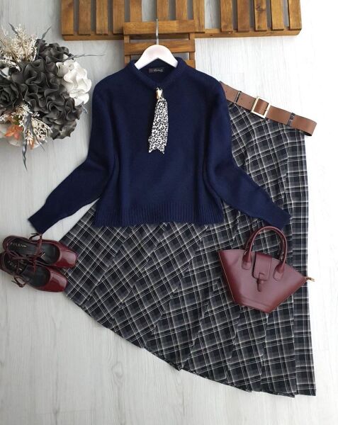 KAFYO FULARLI YUMOŞ KAZAK A8-4-8169-12-LACİVERT - 1