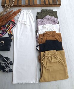 KAHAX GABARDİN PÜSKÜLLÜ BOL PANTOLON C3-6030-20-BEYAZ - 