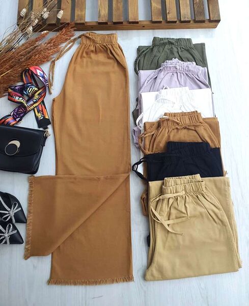 KAHAX GABARDİN PÜSKÜLLÜ BOL PANTOLON C5-6030-43-CAMEL - 1