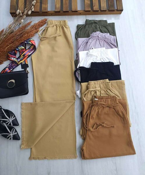 KAHAX GABARDİN PÜSKÜLLÜ BOL PANTOLON C5-6030-48-BİSKÜVİ - 1