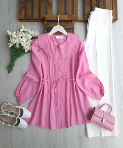 KAHD BEBE YAKA ÖN PİLİSELİ SALAŞ GÖMLEK TUNİK B6-4-5680-05-PUDRA - 
