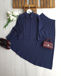 LUVYES ÖNÜ NEVRULU CUPRA ETEKLİ TAKIM A5-4-1724-12-LACİVERT - 1