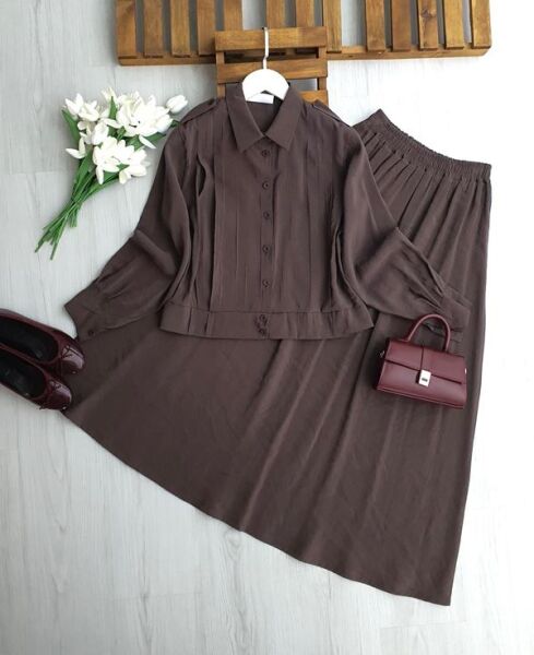 LUVYES ÖNÜ NEVRULU CUPRA ETEKLİ TAKIM A5-4-1724-37-KAHVE - 1