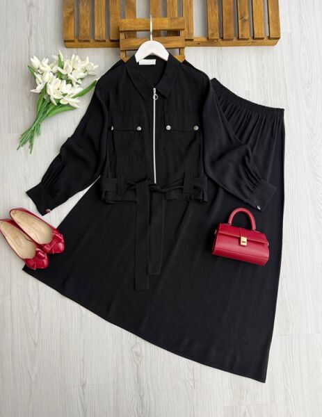 KALN ÖNÜ FERMUARLI KEMERLİ ETEKLİ TAKIM 1709-01-SİYAH - 1