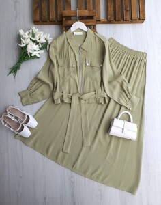 KALN ÖNÜ FERMUARLI KEMERLİ ETEKLİ TAKIM 1709-07-YEŞİL - 1