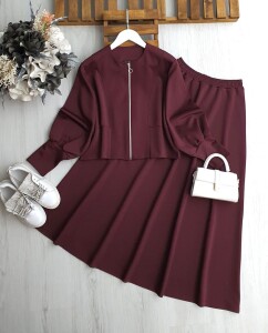 KALYEL MANŞETLİ BALON KOL ETEKLİ TAKIM A5-5-1699-04-BORDO - 1