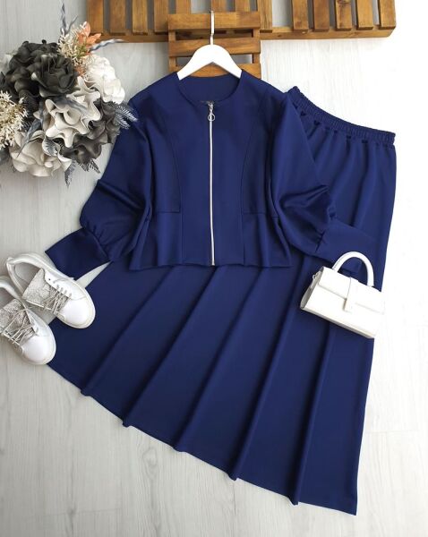 KALYEL MANŞETLİ BALON KOL ETEKLİ TAKIM A5-5-1699-12-LACİVERT - 1