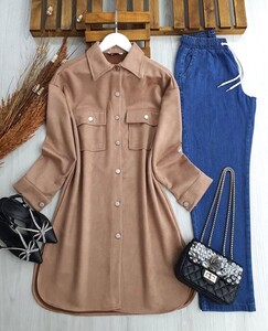 KAYE ÇİFT CEPLİ DÜĞMELİ SÜET GÖMLEK CEKET C2-3158-5384-48-BİSKÜVİ - 