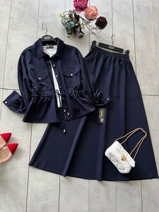 KENY ÖNÜ DÜĞMELİ ETEKLİ İKİLİ TAKIM B11-3-1492-12-LACİVERT - 