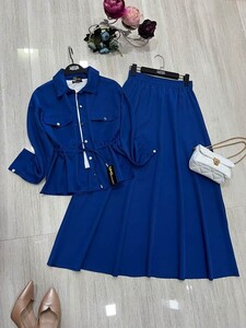 KENY ÖNÜ DÜĞMELİ ETEKLİ İKİLİ TAKIM B11-1-1492-14-SAKS - 