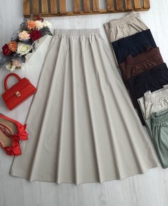 KOBYE CEPLİ BELİ LASTİKLİ ETEK C6-6057-26-GRİ - 