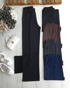 KOFE ÇİMALI CEPLİ BELİ LASTİKLİ BOL PANTOLON B8-4-6075-01-SİYAH - 