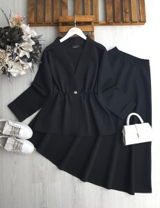 KOFS BELİ LASTİKLİ TEK DÜĞME ETEKLİ TAKIM A6-3-1687-01-SİYAH - 