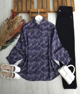 KUD ŞAL DESEN SALAŞ GÖMLEK TUNİK B2-5-5654-02-MOR - 1