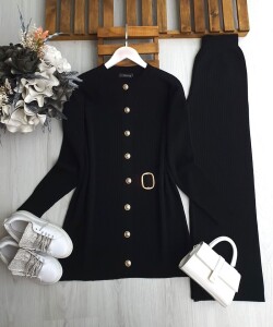 KULGA TOKALI YARIM KEMERLİ TRİKO TAKIM 8155-01-SİYAH - 