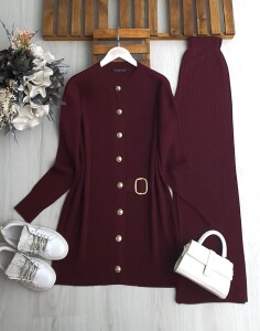 KULGA TOKALI YARIM KEMERLİ TRİKO TAKIM B6-2-8155-04-BORDO - 