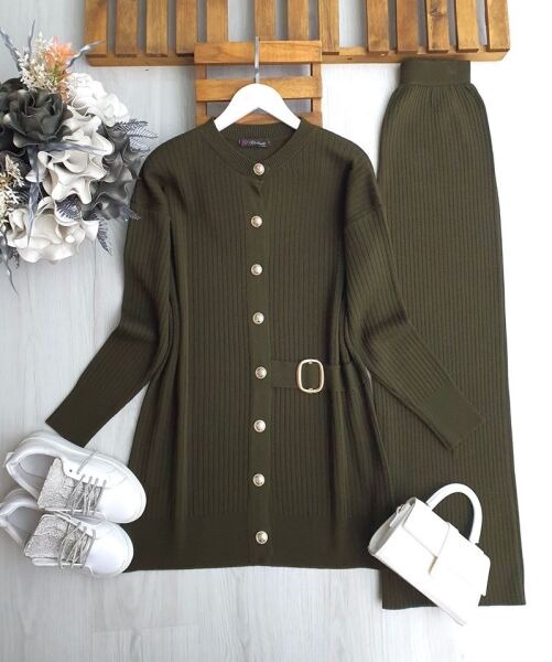 KULGA TOKALI YARIM KEMERLİ TRİKO TAKIM B6-2-8155-09-HAKİ - 1