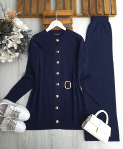 KULGA TOKALI YARIM KEMERLİ TRİKO TAKIM 8155-12-LACİVERT - 