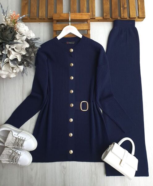 KULGA TOKALI YARIM KEMERLİ TRİKO TAKIM B6-2-8155-12-LACİVERT - 1