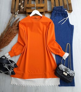 KULS GÜPÜR DETAYLI TUNİK B2-5-5352-15-ORANJ - 