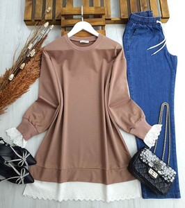 KULS GÜPÜR DETAYLI TUNİK B2-5-5352-25-VİZON - 