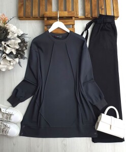 KUNFA DÜĞME DETAYLI ÇİMALI SALAŞ TUNİK A3-4-5621-58-FÜME - 