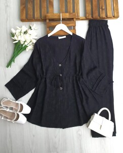 KUNG BELİ BAĞCIKLI JAKAR İKİLİ TAKIM 1753-01-SİYAH - 1