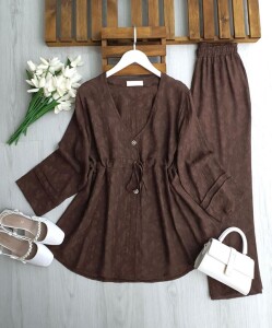 KUNG BELİ BAĞCIKLI JAKAR İKİLİ TAKIM 1753-37-KAHVE - 1