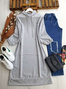 LAEW KANGURU CEP TAM BOY TUNİK B11-4-5247-26-GRİ - 
