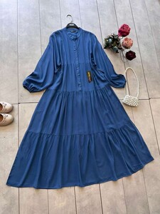 LAGE PATLI YARIM DÜĞMELİ SALAŞ VİSKON ELBİSE B7-1-2328-11-İNDİGO - 