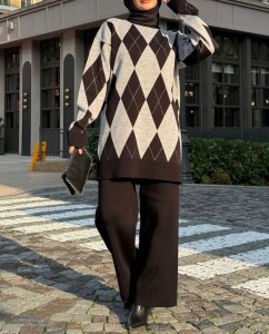 LAHEN ELMAS DESENLİ TRİKO TAKIM B3-1-8152-01-SİYAH - 