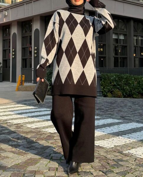 LAHEN ELMAS DESENLİ TRİKO TAKIM B3-1-8152-01-SİYAH - 1