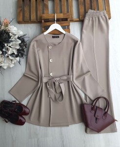 LANEC YAN DÜĞMELİ BELİ İPLİ İKİLİ TAKIM 1702-22-TAŞ - 1