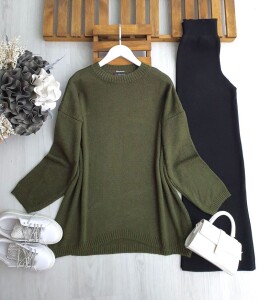 LAYDE ÖNÜ OVAL SALAŞ ŞARDONLU TUNİK 8199-09-HAKİ - 1