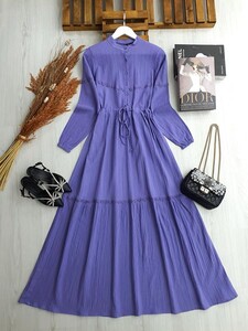 LAYNE HAKİM YAKA DANTELLİ YARIM DÜĞMELİ ELBİSE C5-2295-32-LİLA - 