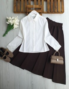 LAYP DANTEL YAKA VE KOL GÖMLEK B2-2-5719-20-BEYAZ - 