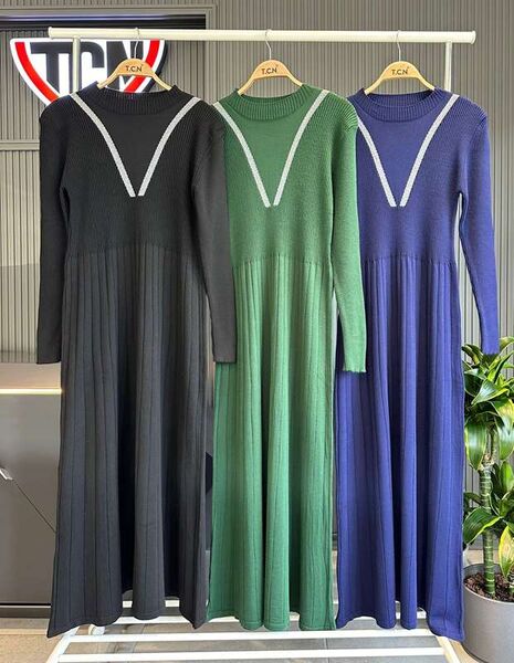 LEBSA SİM ŞERİTLİ RAHAT KALIP TRİKO ELBİSE A9-2-8101-01-SİYAH - 1