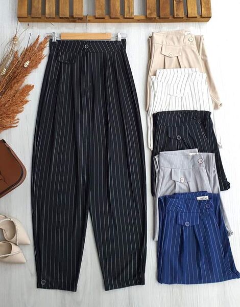 LENO PAÇALARI DÜĞMELİ ŞALVAR PANTOLON C11-23349-01-SİYAH - 1