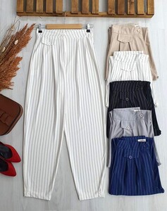 LENO PAÇALARI DÜĞMELİ ŞALVAR PANTOLON B3-5-23349-20-BEYAZ - 