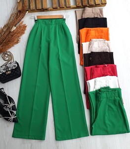 LERSE BELİ LASTİKLİ BOL PAÇA PANTOLON B7-3-2-23265-07-YEŞİL - 1