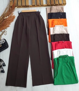 LERSE BELİ LASTİKLİ BOL PAÇA PANTOLON B7-3-23265-37-KAHVE - 