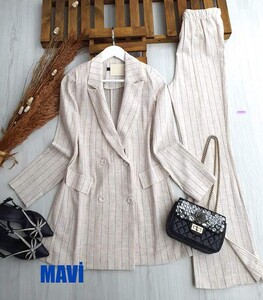 LOA CEKET VE YIRTMAÇLI İSPANYOL PANTOLON İKİLİ TAKIM A5-2-1490-10-MAVİ - 