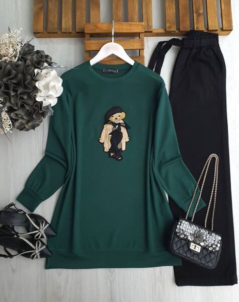 LOBAN ÖNÜ CEKETLİ AYI TUNİK 5640-27-ZÜMRÜT - 1