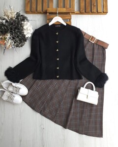 LOBGE KOL UCU KÜRKLÜ YUMOŞ HIRKA 8171-01-SİYAH - 