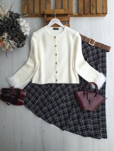 LOBGE KOL UCU KÜRKLÜ YUMOŞ HIRKA 8171-20-BEYAZ - 