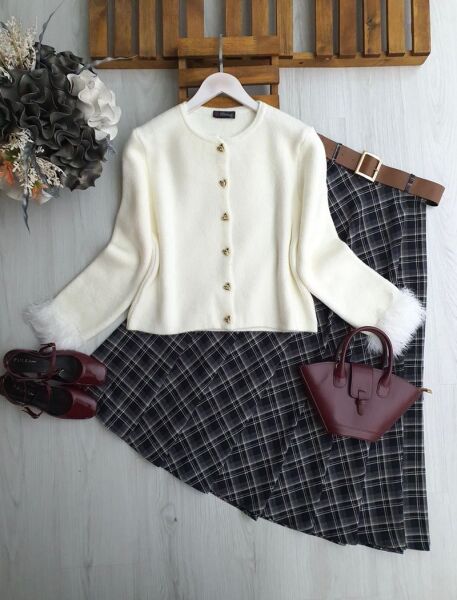 LOBGE KOL UCU KÜRKLÜ YUMOŞ HIRKA 8171-20-BEYAZ - 1